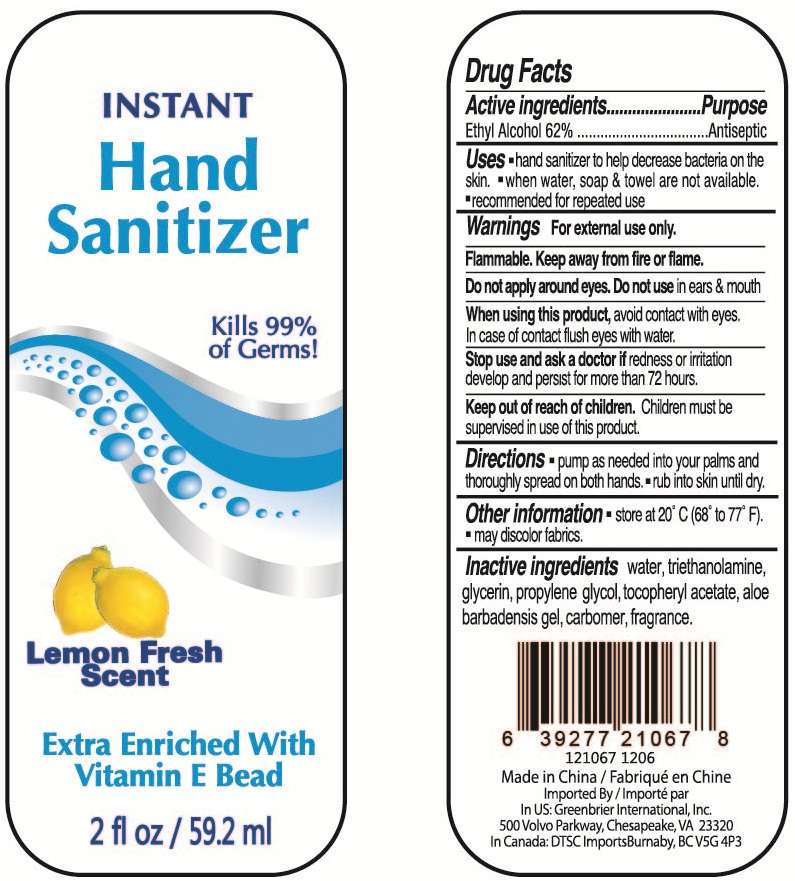 Instant Hand Sanitizer Extra Enriched With Vitamin E Bead Lemon Fresh Scent